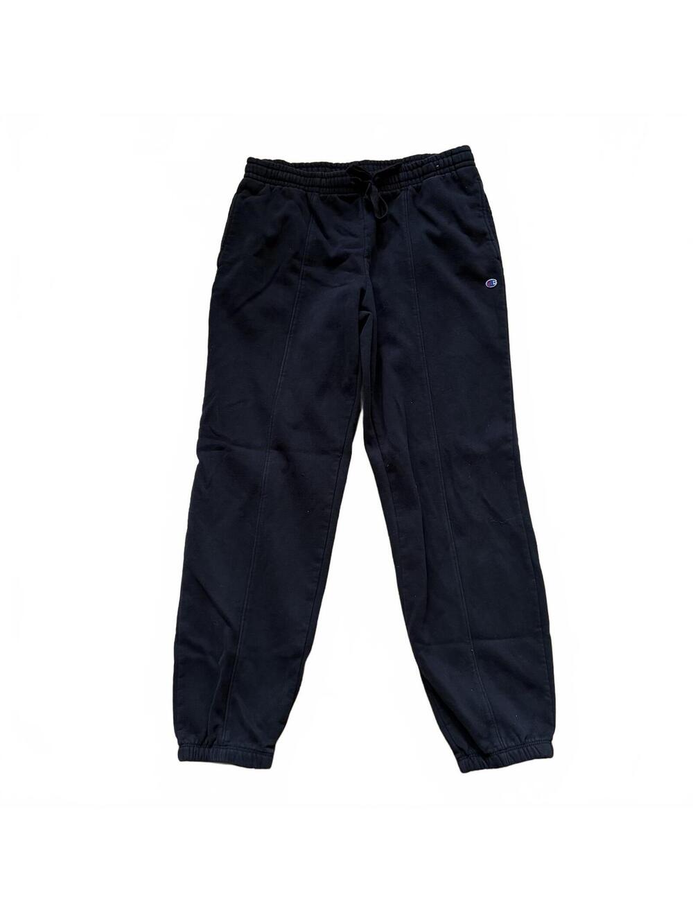 Champion Jogger Sweatpants Pleated Logo Patch Gym Workout Black Men's Size Small